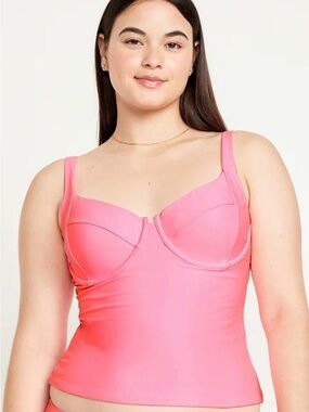 Large Pink Underwire Tankini Top Swim Top